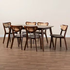 Ensemble de salle à manger 7 pièces en bois Baxton Studio Dannell, style moderne mid-century
