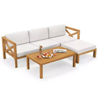 Ensemble de meubles de conversation d'extérieur 5 pièces Costway avec 3 chaises, 1 pouf, 1 table basse