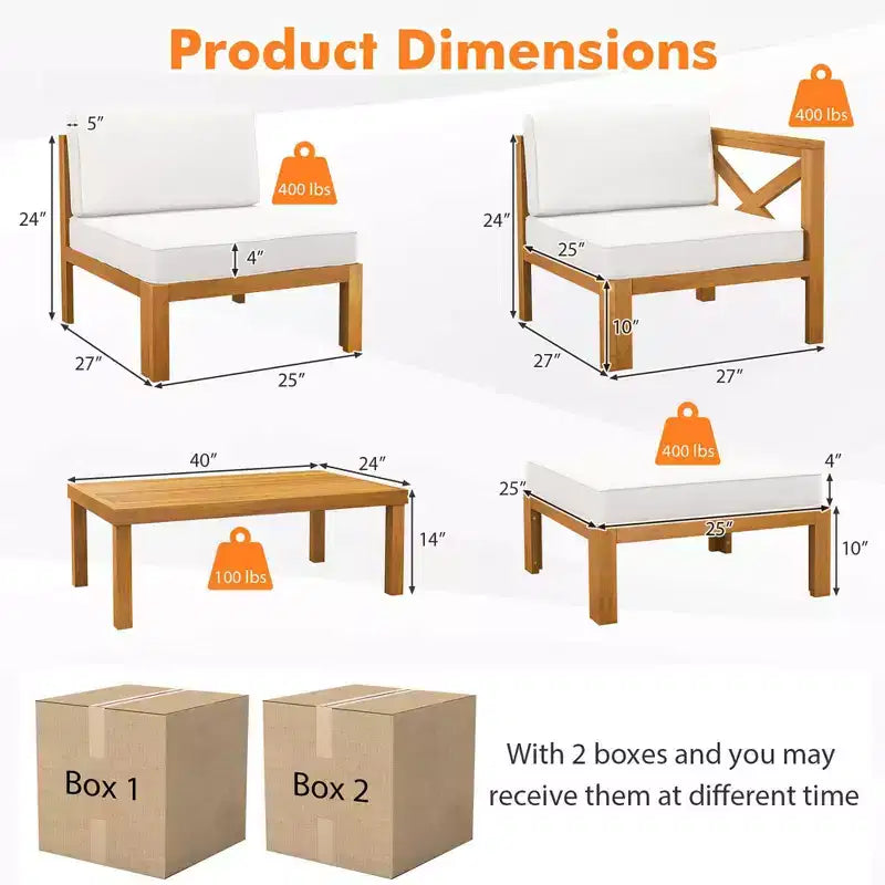 Ensemble de meubles de conversation d'extérieur 5 pièces Costway avec 3 chaises, 1 pouf, 1 table basse
