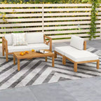 Ensemble de meubles de conversation d'extérieur 5 pièces Costway avec 3 chaises, 1 pouf, 1 table basse