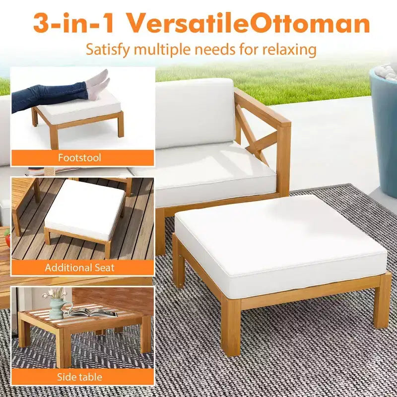 Ensemble de meubles de conversation d'extérieur 5 pièces Costway avec 3 chaises, 1 pouf, 1 table basse