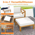 Ensemble de meubles de conversation d'extérieur 5 pièces Costway avec 3 chaises, 1 pouf, 1 table basse