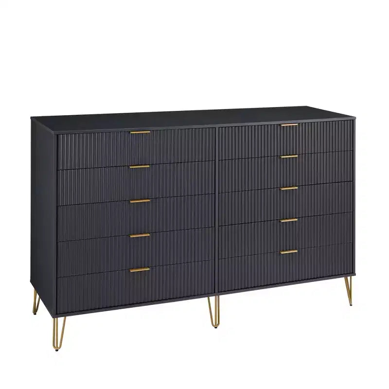 Ensemble commode 2 tiroirs et commode double 10 tiroirs Manhattan Comfort Dumbo 2 pièces moderne
