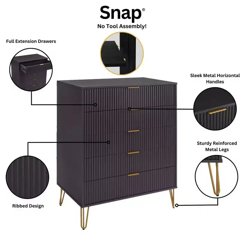 Ensemble commode 2 tiroirs et commode double 10 tiroirs Manhattan Comfort Dumbo 2 pièces moderne