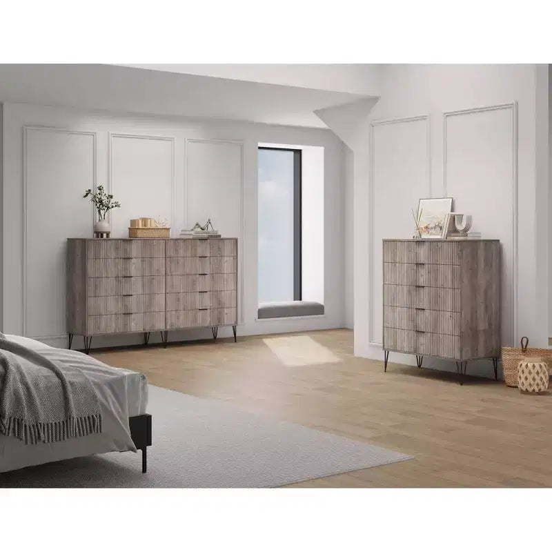 Ensemble commode 2 tiroirs et commode double 10 tiroirs Manhattan Comfort Dumbo 2 pièces moderne