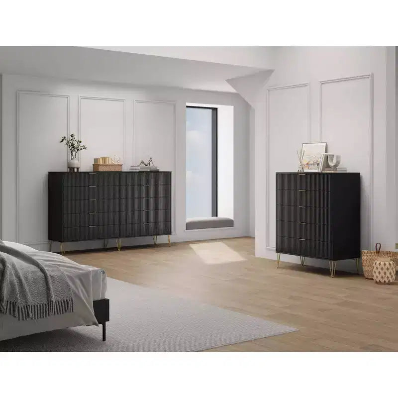 Ensemble commode 2 tiroirs et commode double 10 tiroirs Manhattan Comfort Dumbo 2 pièces moderne