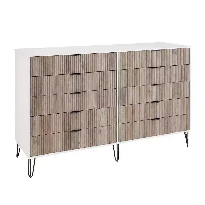 Ensemble commode 2 tiroirs et commode double 10 tiroirs Manhattan Comfort Dumbo 2 pièces moderne