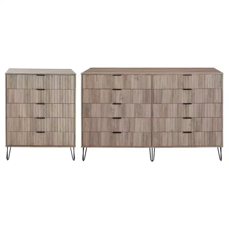 Ensemble commode 2 tiroirs et commode double 10 tiroirs Manhattan Comfort Dumbo 2 pièces moderne
