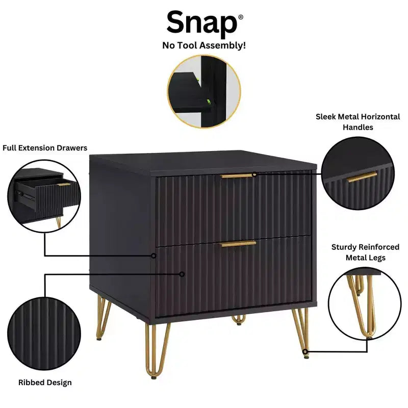 Ensemble de commode 5 tiroirs et table de nuit 2 tiroirs moderne Dumbo 2 pièces Manhattan Comfort
