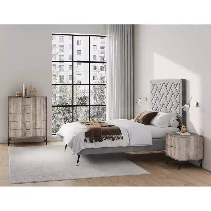 Ensemble de commode 5 tiroirs et table de nuit 2 tiroirs moderne Dumbo 2 pièces Manhattan Comfort