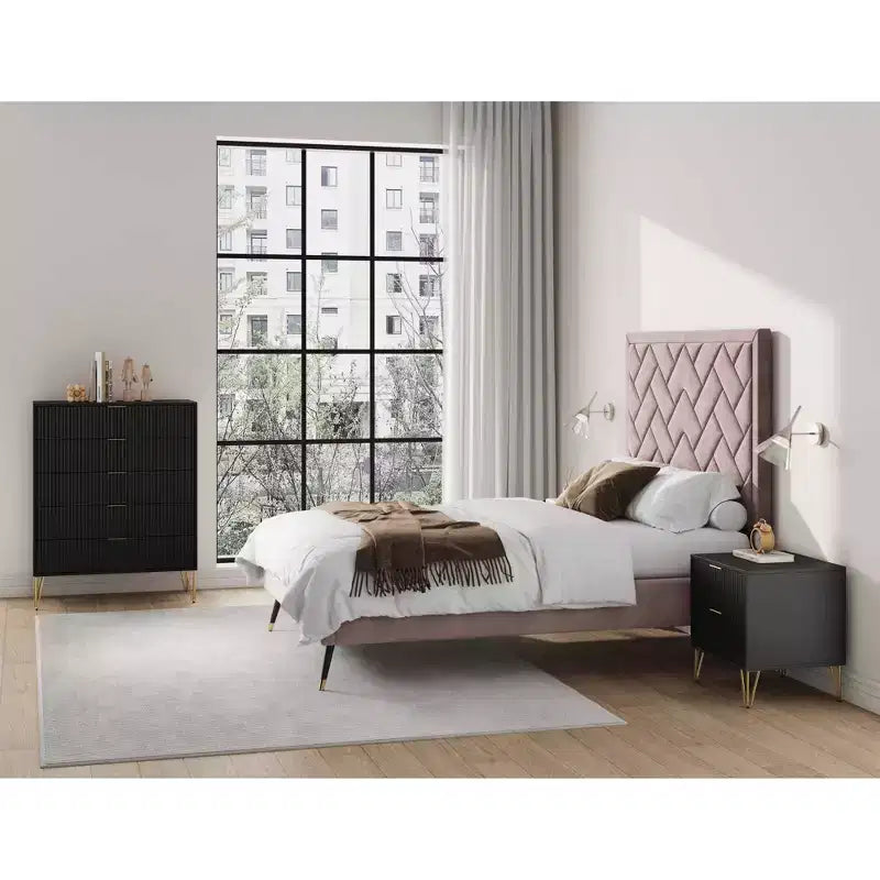 Ensemble de commode 5 tiroirs et table de nuit 2 tiroirs moderne Dumbo 2 pièces Manhattan Comfort