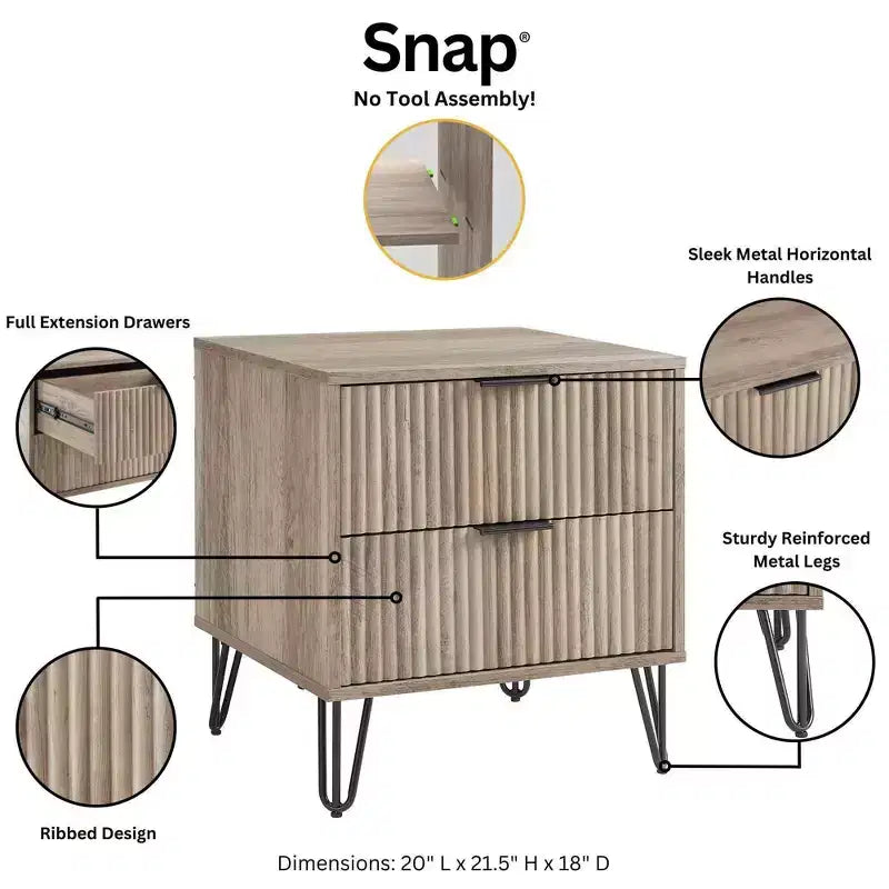 Ensemble de commode 5 tiroirs et table de nuit 2 tiroirs moderne Dumbo 2 pièces Manhattan Comfort