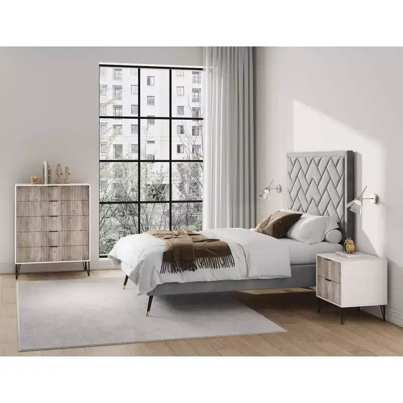 Ensemble de commode 5 tiroirs et table de nuit 2 tiroirs moderne Dumbo 2 pièces Manhattan Comfort
