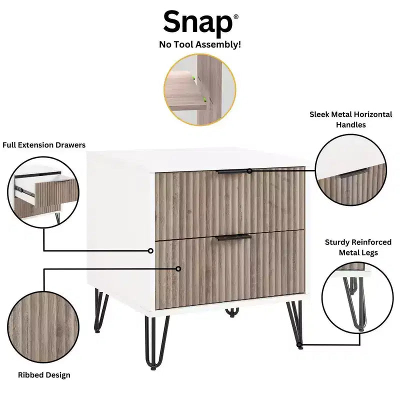 Ensemble de commode 5 tiroirs et table de nuit 2 tiroirs moderne Dumbo 2 pièces Manhattan Comfort