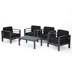 GDFStudio Mason Outdoor Aluminum 4 Seater Chat Set with Cushions, Gray and Dark Gray