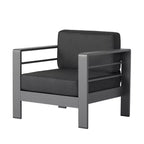 Ensemble de conversation d'extérieur GDFStudio Mason en aluminium 4 places avec coussins, gris et gris foncé