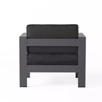 Ensemble de conversation d'extérieur GDFStudio Mason en aluminium 4 places avec coussins, gris et gris foncé