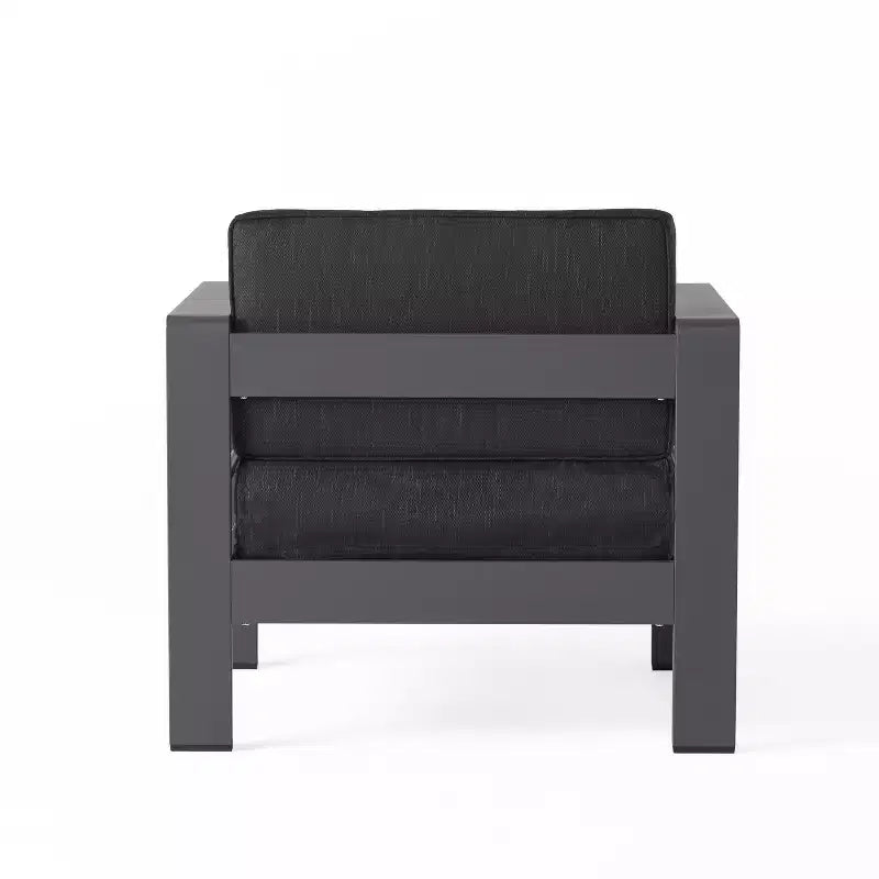 Ensemble de conversation d'extérieur GDFStudio Mason en aluminium 4 places avec coussins, gris et gris foncé