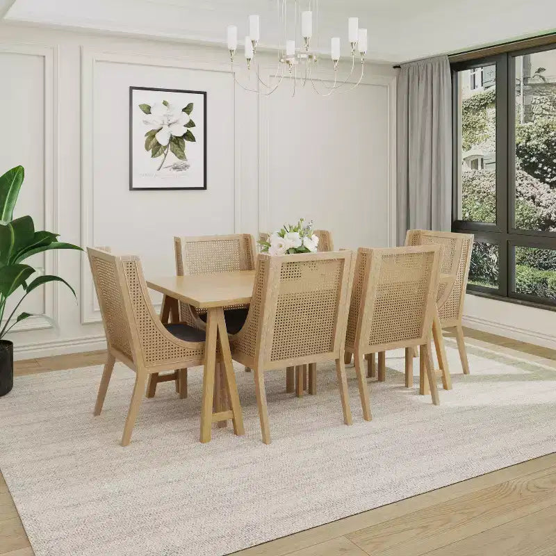 Ensemble de salle à manger 7 pièces en rotin de canne et bois d'hévéa Mason de Christopher Knight Home