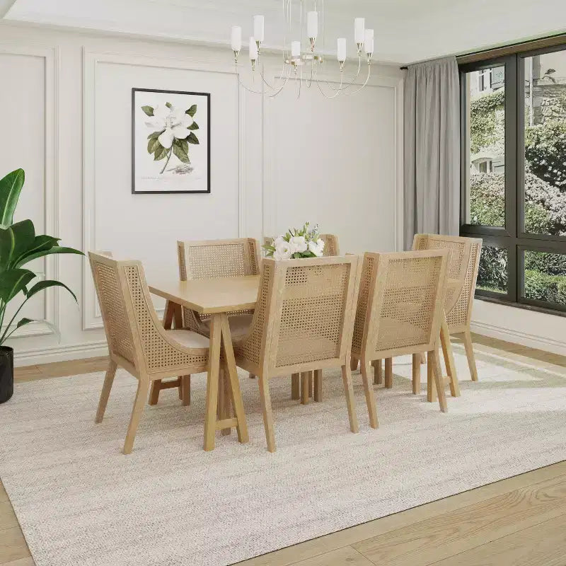 Ensemble de salle à manger 7 pièces en rotin de canne et bois d'hévéa Mason de Christopher Knight Home