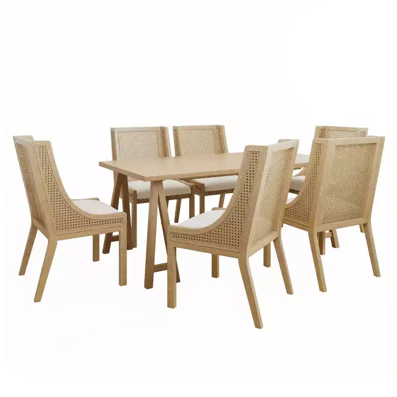 Christopher Knight Home Mason 7 Pieces Cane Rattan and Rubberwood Dining Set