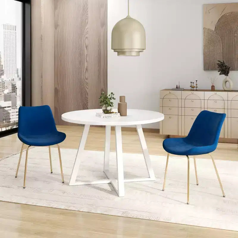 Ensemble de salle à manger rond 3 pièces Avant de Roundhill Furniture, table à manger sur tréteaux avec 2 chaises d'appoint