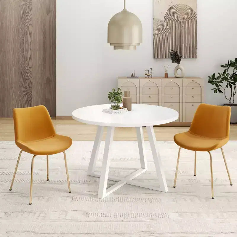 Ensemble de salle à manger rond 3 pièces Avant de Roundhill Furniture, table à manger sur tréteaux avec 2 chaises d'appoint