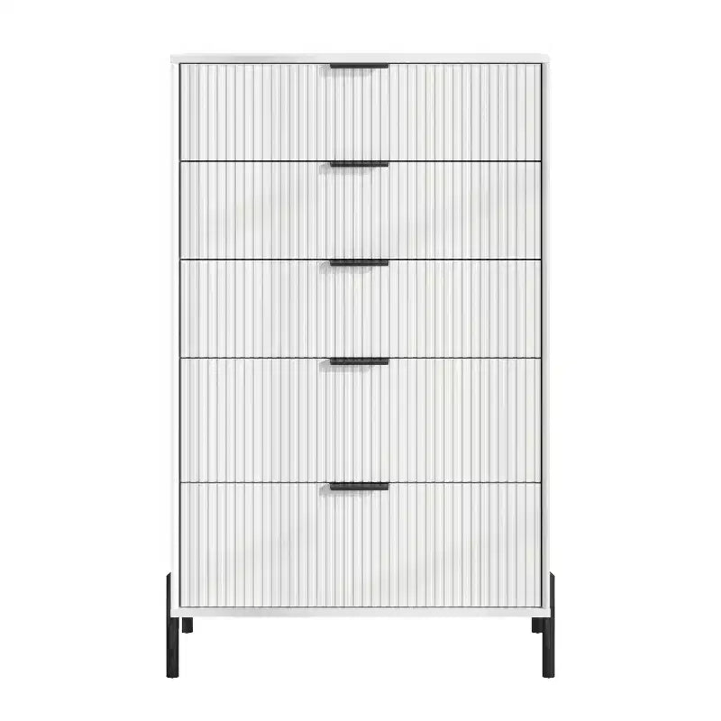Festivo Ensemble 3 tables de chevet à 3 tiroirs et 1 commode à 5 tiroirs Élégance Moderne