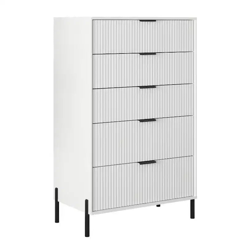 Festivo Ensemble 3 tables de chevet à 3 tiroirs et 1 commode à 5 tiroirs Élégance Moderne