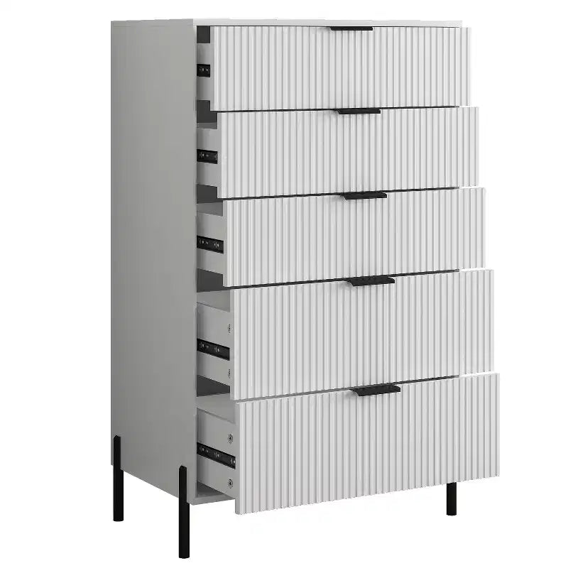 Festivo Ensemble 3 tables de chevet à 3 tiroirs et 1 commode à 5 tiroirs Élégance Moderne
