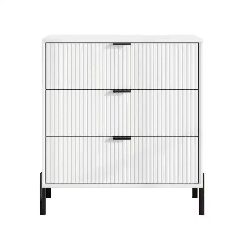Festivo Ensemble 3 tables de chevet à 3 tiroirs et 1 commode à 5 tiroirs Élégance Moderne