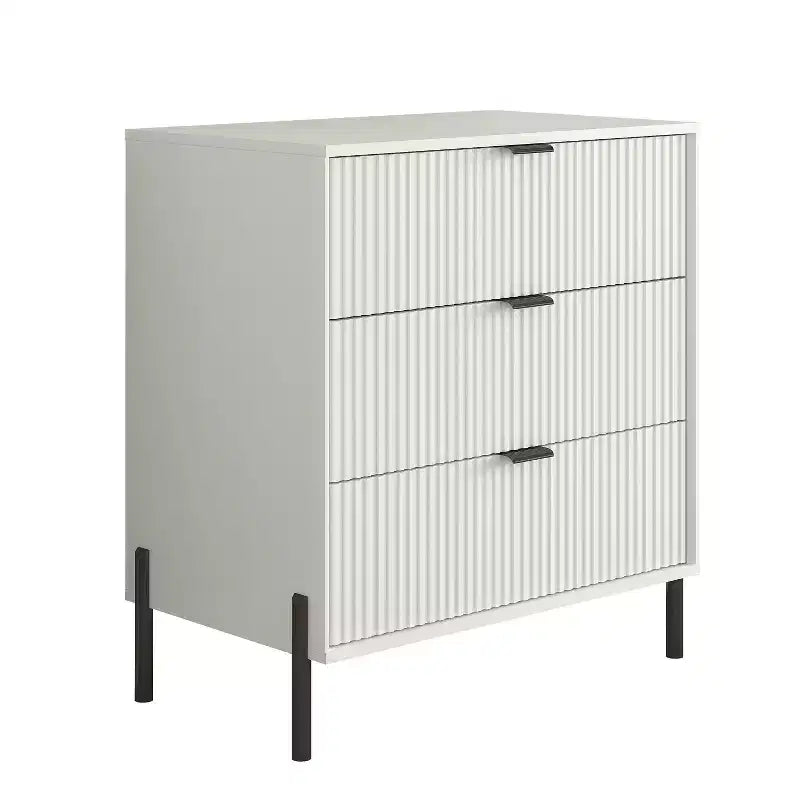 Festivo Ensemble 3 tables de chevet à 3 tiroirs et 1 commode à 5 tiroirs Élégance Moderne