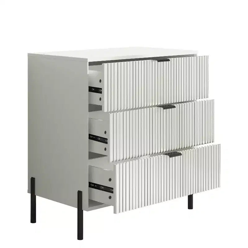 Festivo Ensemble 3 tables de chevet à 3 tiroirs et 1 commode à 5 tiroirs Élégance Moderne