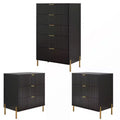 Festivo 3pc Modern Elegance 3 Drawer Nightstands and 5 Drawer Chest Set