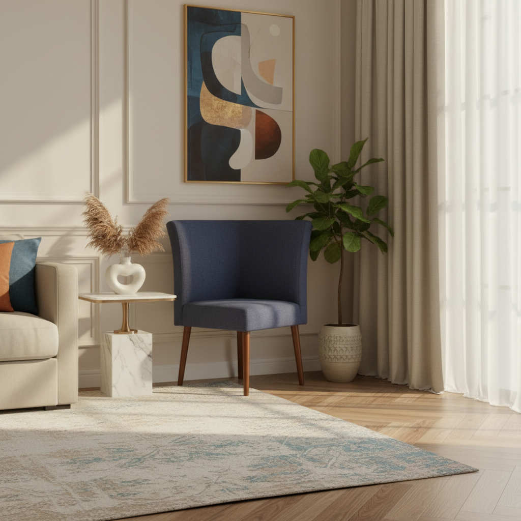 Mid Century Modern Corner Chair - Rich Interior